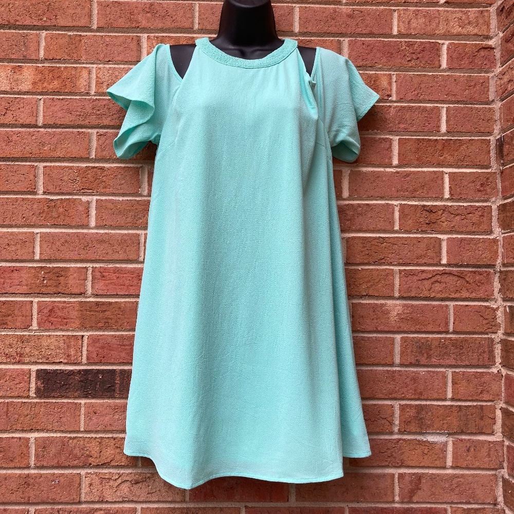 Loveriche Mint Green Cold Shoulder Dress - Medium